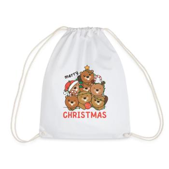 Castor Arbre de Noël Joyeux Noël - Sac de sport léger - blanc - Devant