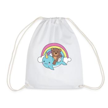 Narwhal Bear Ocean Unicorn kawaii Rainbow - Sac de sport léger - blanc - Devant