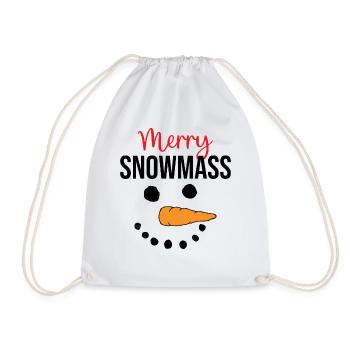 Snowman - Merry Snowmass - Drawstring Bag - white - Front