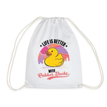 Life is better with rubber ducks - Drawstring Bag - white - Front