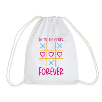Valentines Kids Family Tic Tac Toe game - Drawstring Bag - white - Front