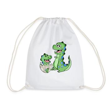 Dinosaurier mit Baby Dinosaurier - Turnbeutel - Weiß - Vorne