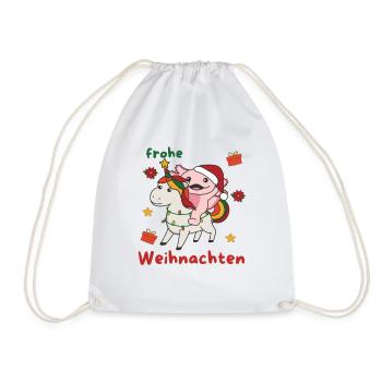 Weihnachts Axolotl frohe Weihnachten Einhorn - Turnbeutel - Weiß - Vorne