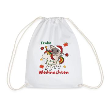 Weihnachts Einhorn Katze frohe Weihnachten Einhorn - Turnbeutel - Weiß - Vorne