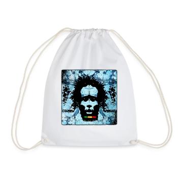 Reggae Man Portrait with Graffiti Style - Drawstring Bag - white - Front