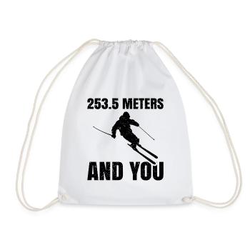 253.5 meters and you ski - Drawstring Bag - white - Front