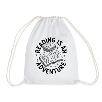 Reading Is An Adventure Book Lover Book Quote Read - Drawstring Bag - white - Front