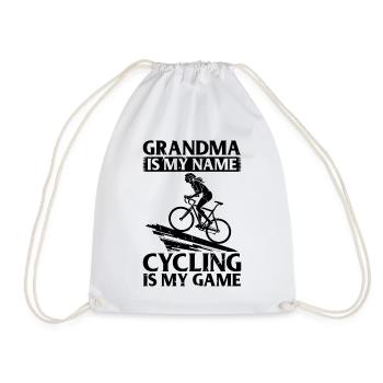 Road Bike Grandma Is My Name Cycling Is My Game - Drawstring Bag - white - Front