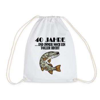 40. Geburtstag Angler Lustiger Spruch - 40 Jahre - Turnbeutel - Weiß - Vorne
