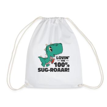 Cute Bubble Milktea Drink Fan Lover T-rex - Drawstring Bag - white - Front