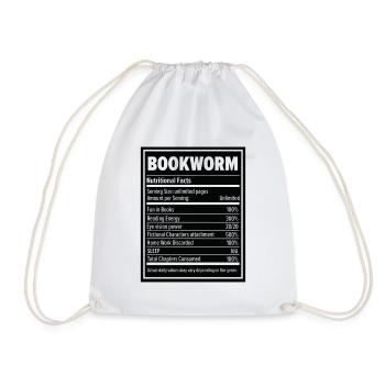 Book Lover Bookworm Nutritional Values Reader - Drawstring Bag - white - Front