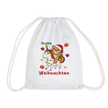 Licorne de Noël Castor Joyeux Noël Licorne - Sac de sport léger - blanc - Devant