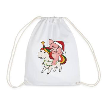 Cochon de Noël Joyeux Licorne de Noël - Sac de sport léger - blanc - Devant
