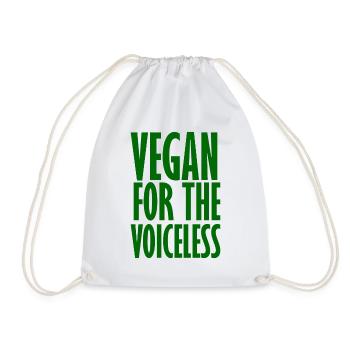 Vegan For The Voiceless - Vegan Saying - Drawstring Bag - white - Front