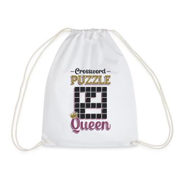 Crossword Puzzle Queen Crossword Puzzle Puzzle - Drawstring Bag - white - Front