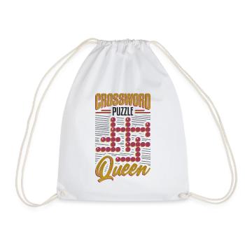 Crossword Puzzle Queen Crossword Puzzle Puzzle - Drawstring Bag - white - Front