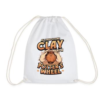 All I need is some clay - Drawstring Bag - white - Front