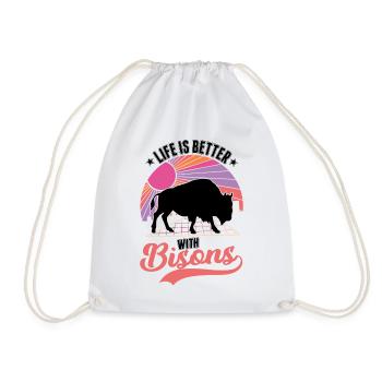 Life is better with a buffalo Buffalo - Drawstring Bag - white - Front