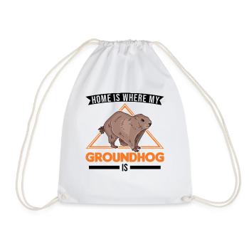 Groundhog Home Groundhog Day Marmot - Drawstring Bag - white - Front