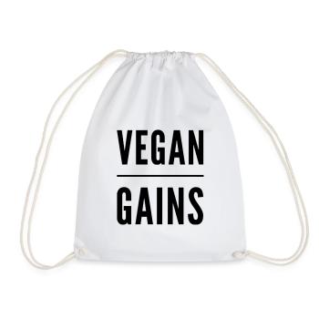 Vegan Gains - Drawstring Bag - white - Front