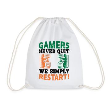 Gamers never quit - Turnbeutel - Weiß - Vorne