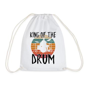 King Of The Drum Retro Drumming Drumset Drummer - Drawstring Bag - white - Front