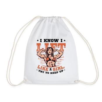 I know I'm lifting like a girl - Drawstring Bag - white - Front