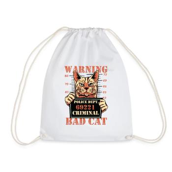 Warnung Bad Cat Mug Shot Katze - Turnbeutel - Weiß - Vorne