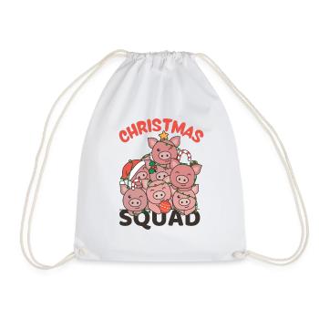 Pig Christmas Tree Christmas Squad Pigs - Drawstring Bag - white - Front
