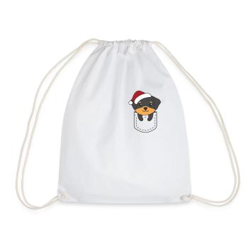 Merry Christmas Sweet Rottweiler Breast Bag - Drawstring Bag - white - Front