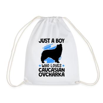 Le garçon d’Ovcharka aime le chien du Caucase - Sac de sport léger - blanc - Devant