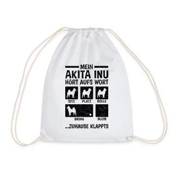 Akita Inu Zuhause klappts japanischer Spitz - Turnbeutel - Weiß - Vorne