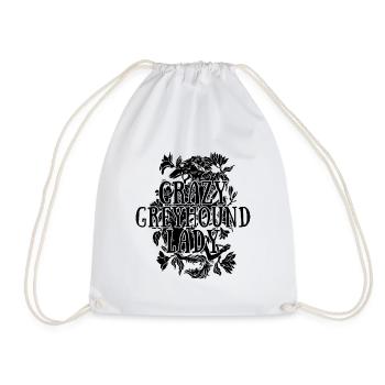 Crazy Greyhound Lady Rescue Pet Greyhound Racer - Drawstring Bag - white - Front
