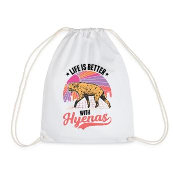Life is better with a hyena - Drawstring Bag - white - Front
