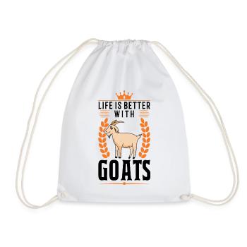 Life is better with goats goat host - Drawstring Bag - white - Front