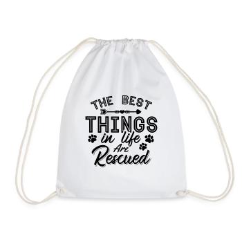 The Best Things Animal Rescue Adopt Animal Rescuer - Drawstring Bag - white - Front