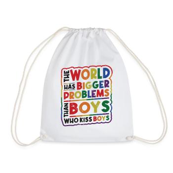 Bigger problems than guys kissing boys - Drawstring Bag - white - Front