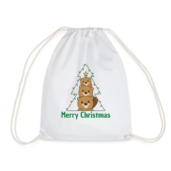 Beaver Christmas Tree Christmas Animals Beavers - Drawstring Bag - white - Front