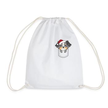 Weinachten Australian Shepherd Brusttasche - Turnbeutel - Weiß - Vorne