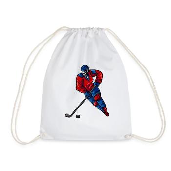 Eishockeyspieler Puck - Turnbeutel - Weiß - Vorne