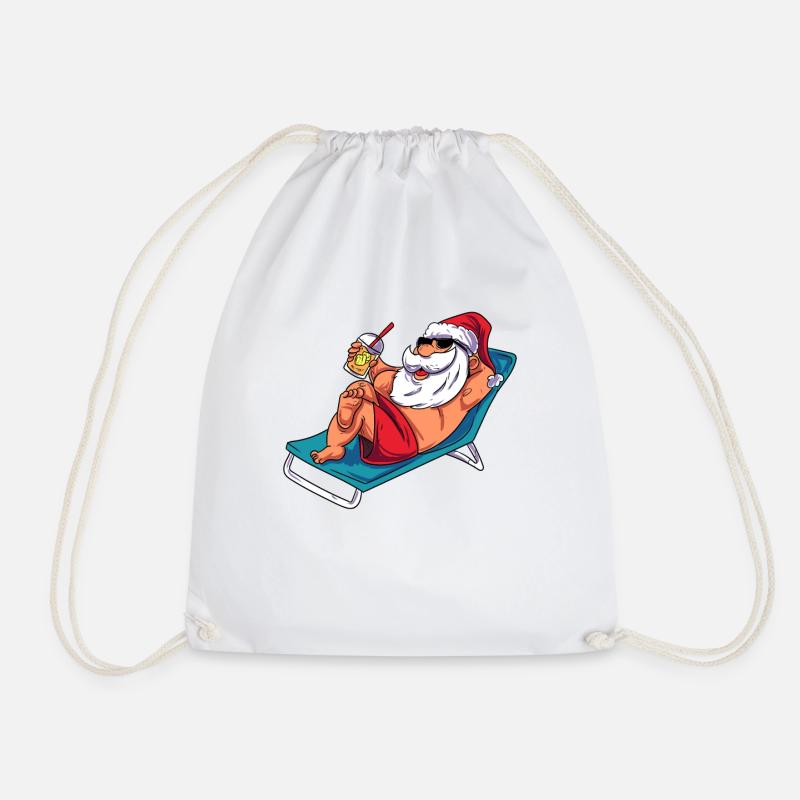 Beach Santa Claus - Drawstring Bag - white