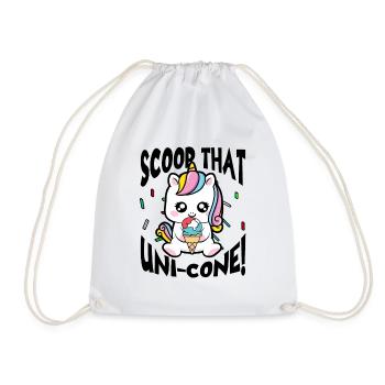 Rainbow Cute Unicorn Ice Cream Lover Mythical - Drawstring Bag - white - Front
