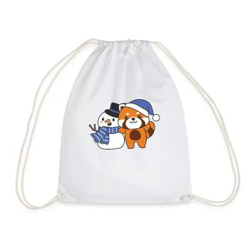 Panda roux avec bonhomme de neige en hiver pour Noël - Sac de sport léger - blanc - Devant