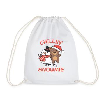 Bear Chillin avec mon bonhomme de neige snowmie - Sac de sport léger - blanc - Devant