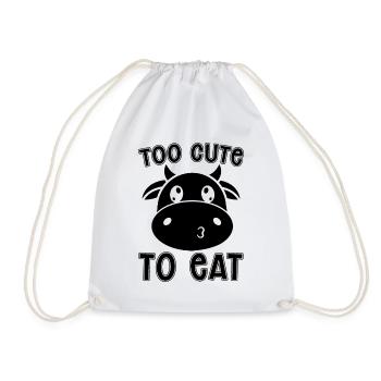 Too Cute To Eat Veganism Vegetarians Vegan Lover - Drawstring Bag - white - Front