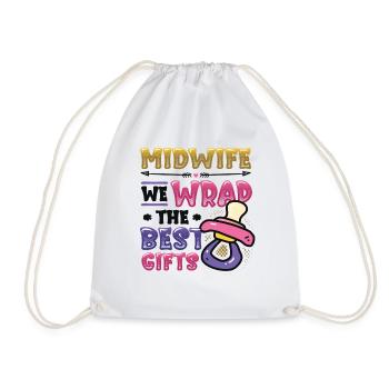 Hebamme Wir Verpacken Die Besten Geschenke - Turnbeutel - Weiß - Vorne