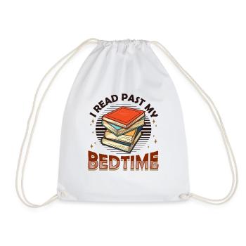I Read Past My Bedtime, Reading Books - Drawstring Bag - white - Front