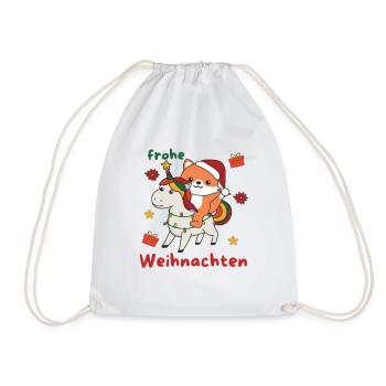 Weihnachts Einhorn Fuchs frohe Weihnachten Einhorn - Turnbeutel - Weiß - Vorne