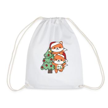 Fox Christmas Tree Christmas Animals Fox - Drawstring Bag - white - Front