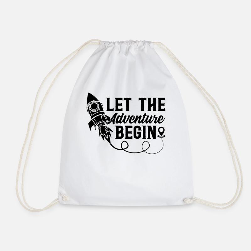 Let The Adventure Begin - Space Ship Space Rocket - Drawstring Bag - white
